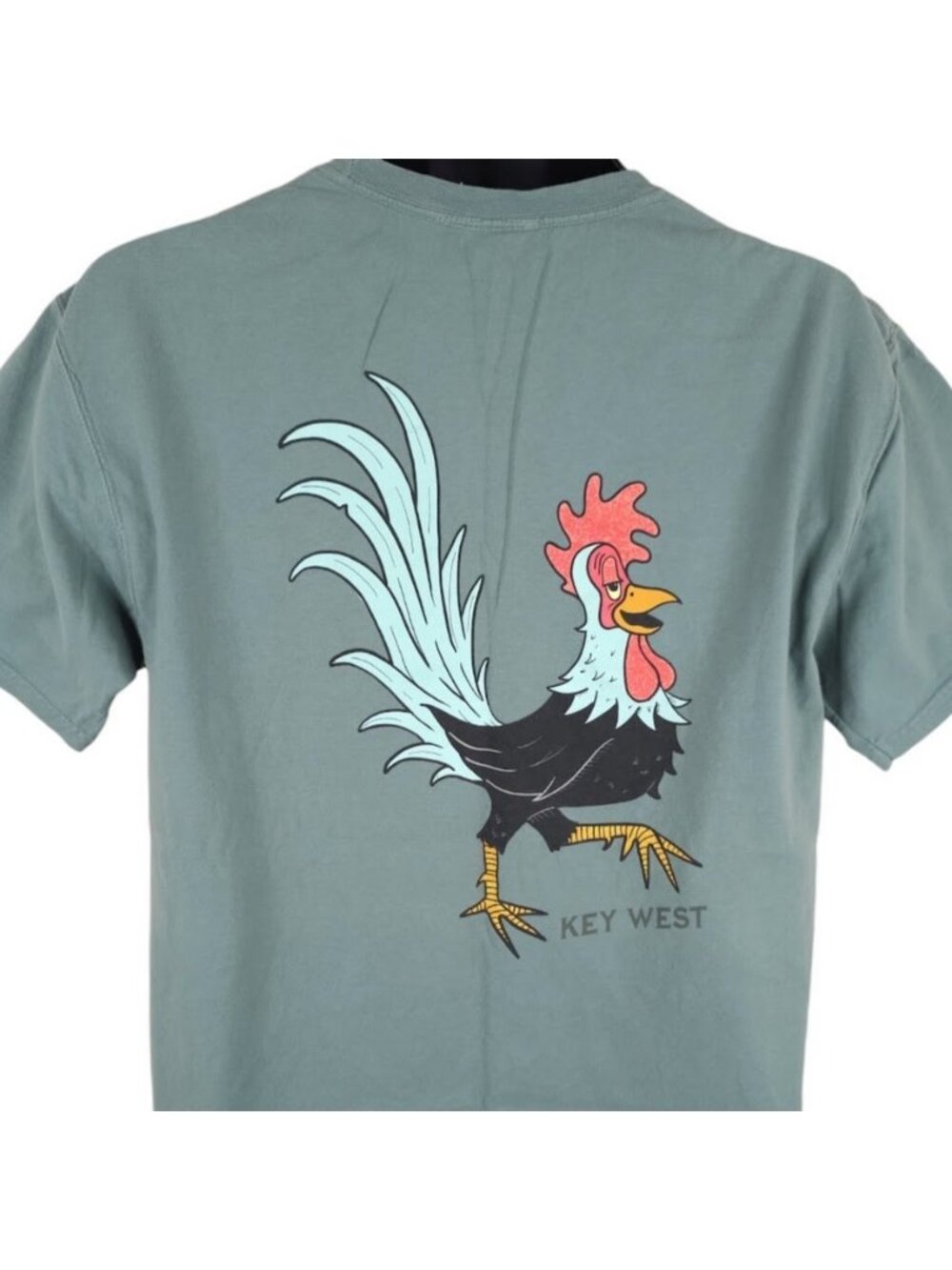 Key West Rooster T Shirt Mens Size Medium Green Chicken Red Bike Destination Tee